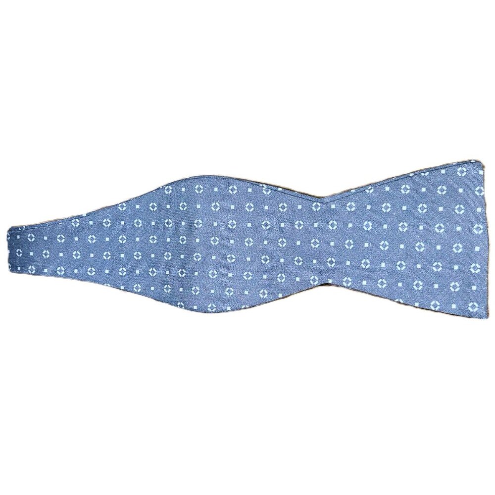 The Tie Bar Set of 3 Bow Ties Cotton Linen Silk Silver Gray Blue Geometric - Picture 13 of 15
